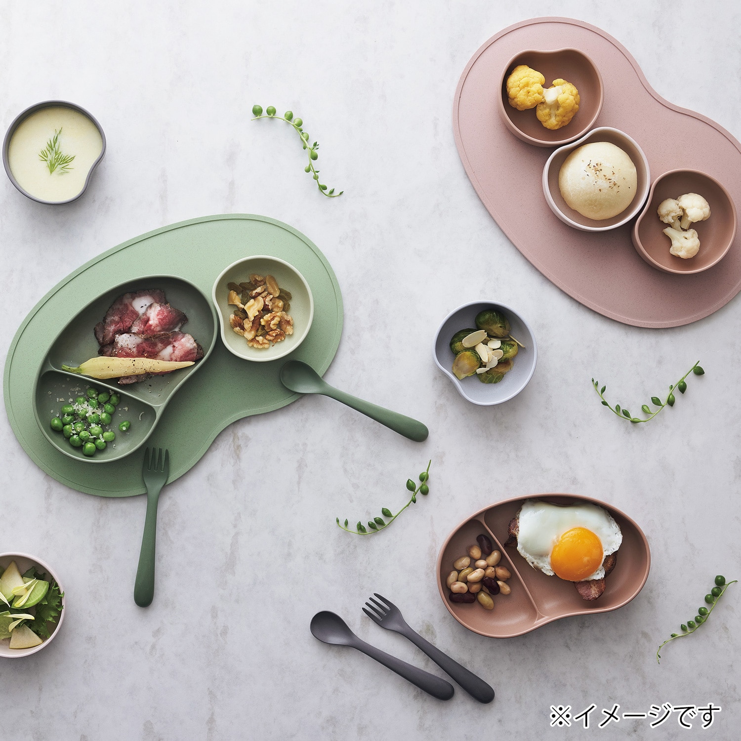スクスク 食器4点セット グリーン