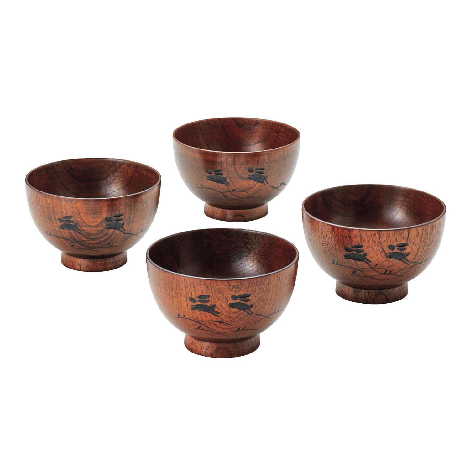 山中塗 汁椀 うさぎ彫り4客【eGift】|デジタルギフト・ソーシャル