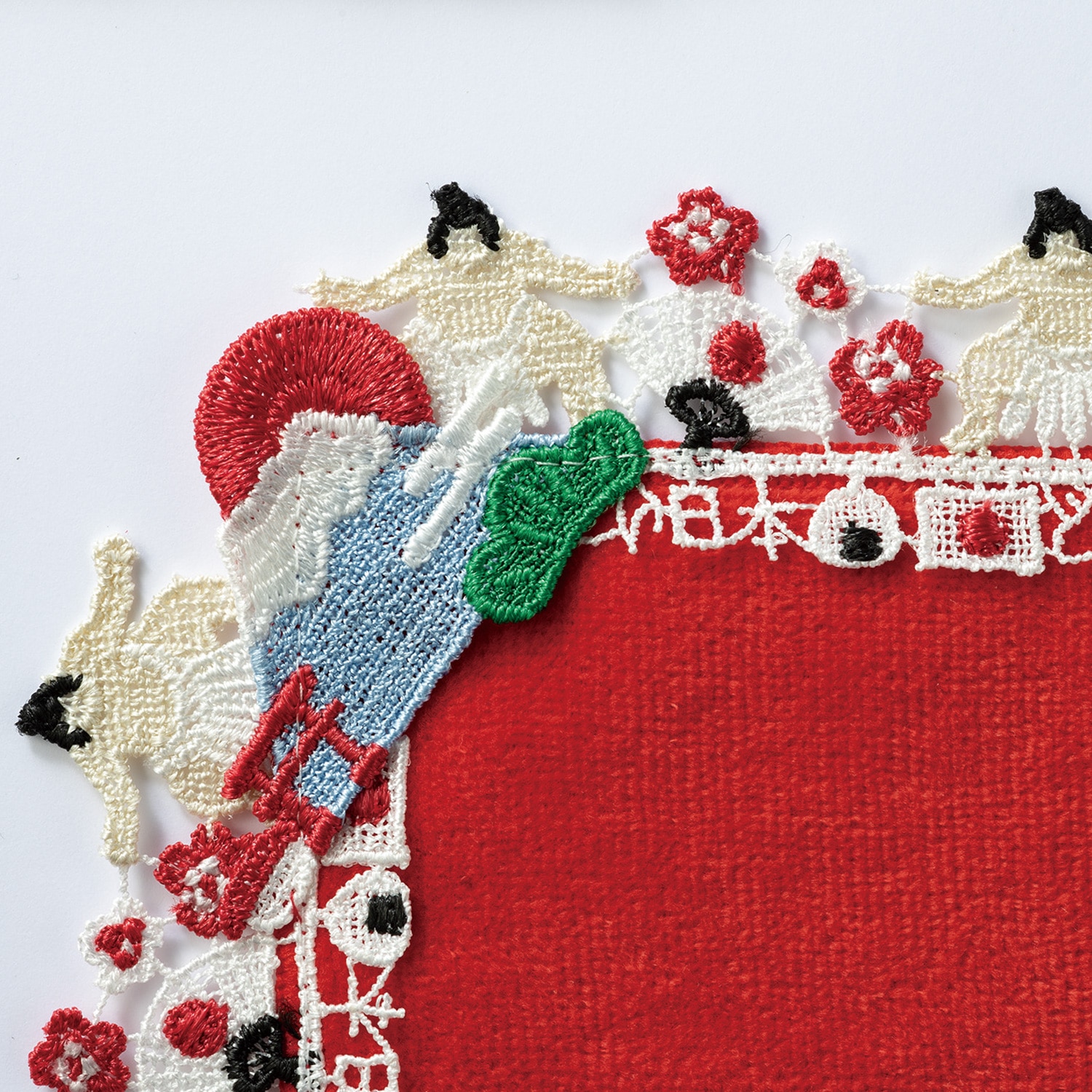 近沢レース店 タオルハンカチ2枚セット どすこい日本(ホワイト/レッド)