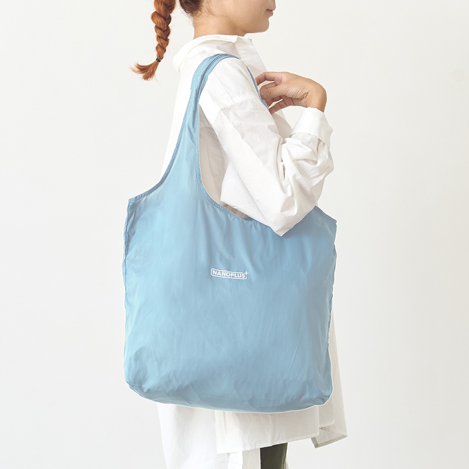 ナノプラス エコバッグ2個セット ペールブルー・グレージュ