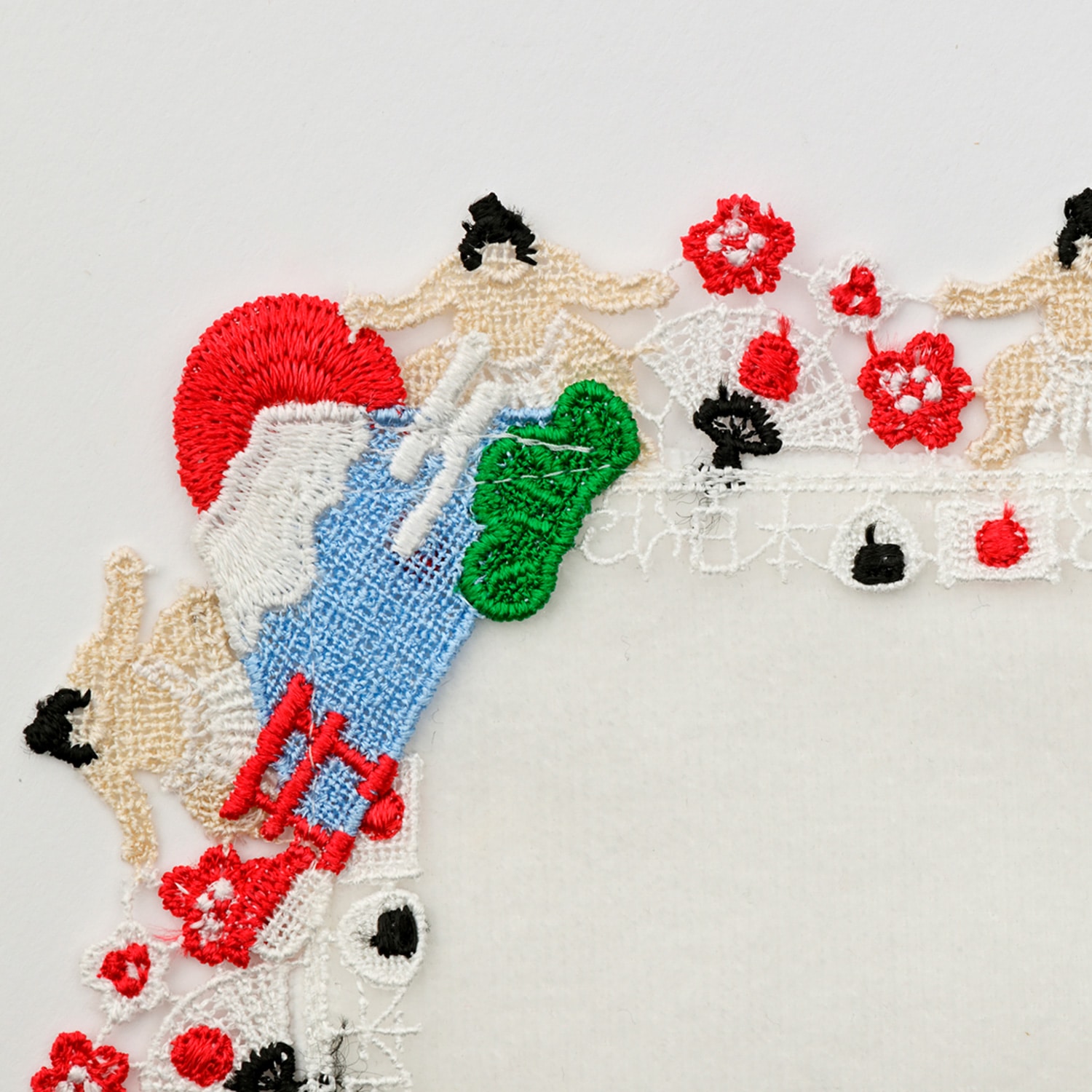 近沢レース店 タオルハンカチ2枚セット どすこい日本(ホワイト/レッド)