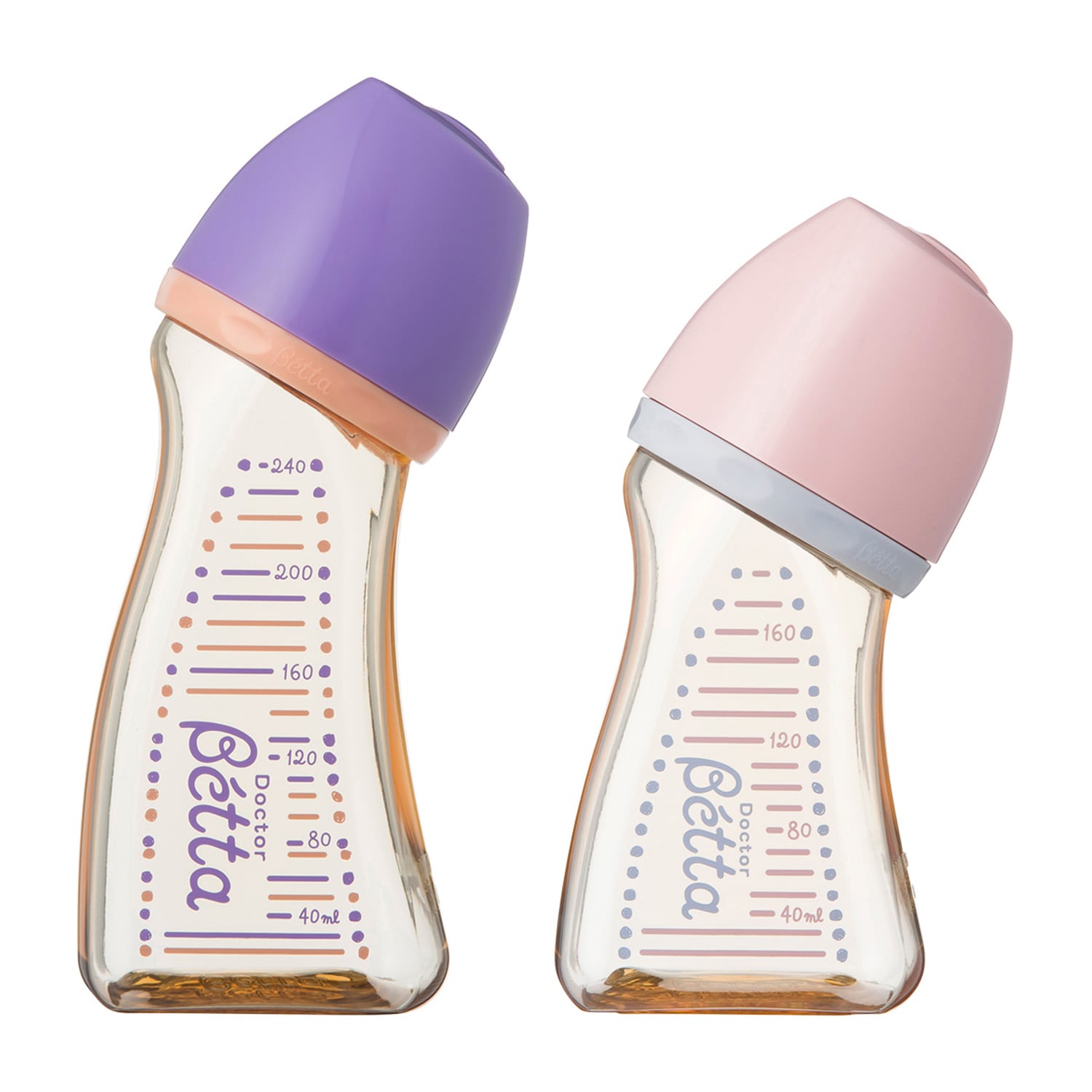 ベッタ 哺乳びん広口ボトル2本セット パープル&ベビーピンク