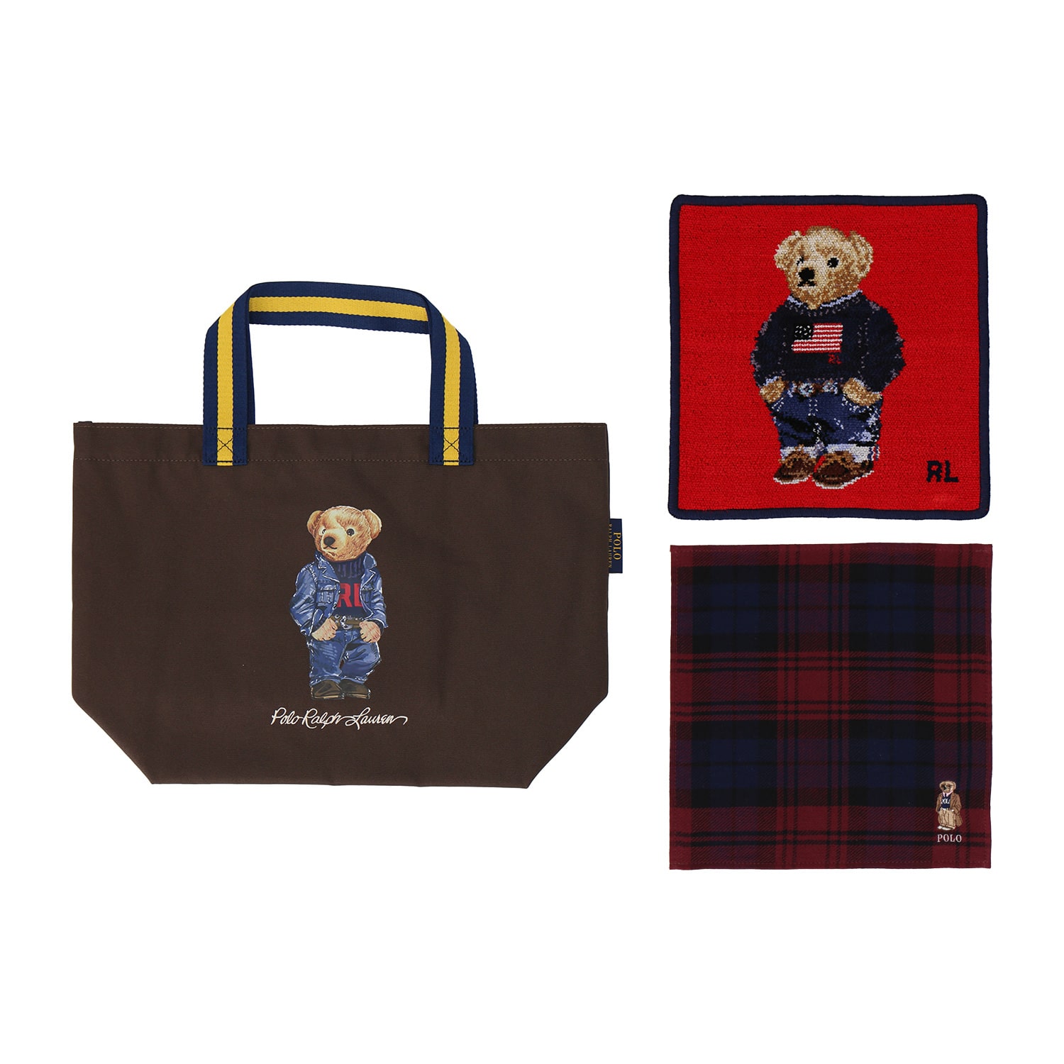 ポロ ラルフ ローレン ポロベアトートバッグセット(こげ茶・レッド
