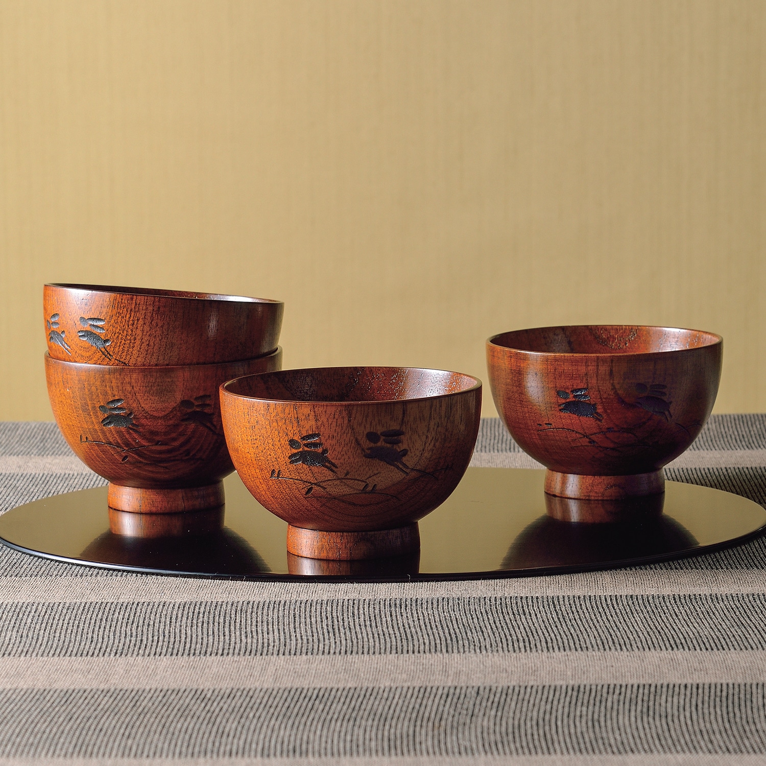 【未使用　美品】 木製荒彫 汁椀 5客揃 未使用 美品】 木製荒彫 汁椀 5客揃 味噌汁椀 汁椀
