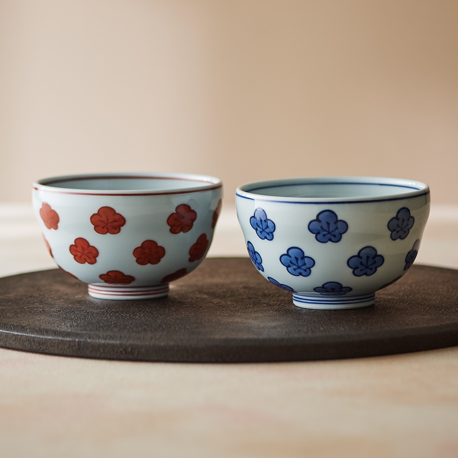 源右衛門窯 梅散し 組飯碗