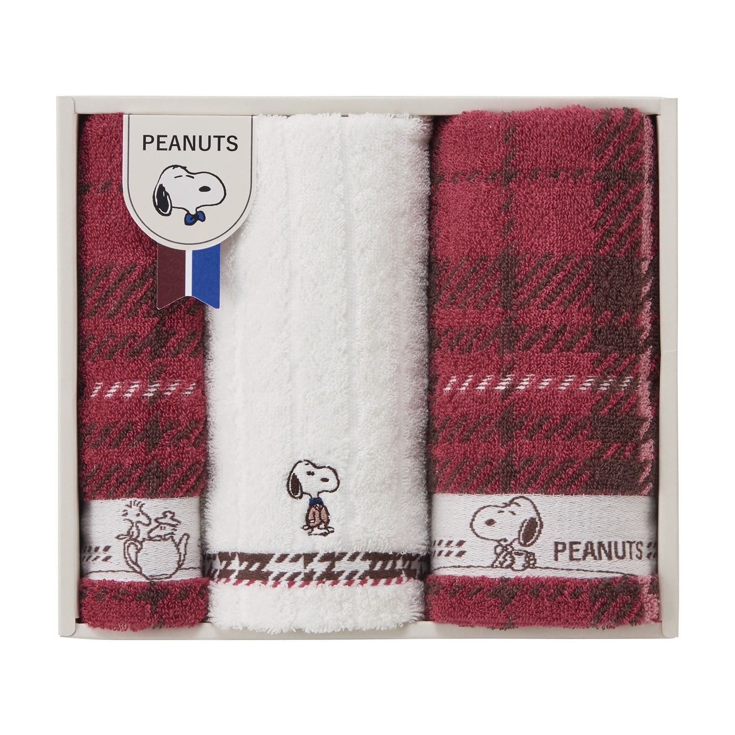 スヌーピー チェック タオル３枚セット