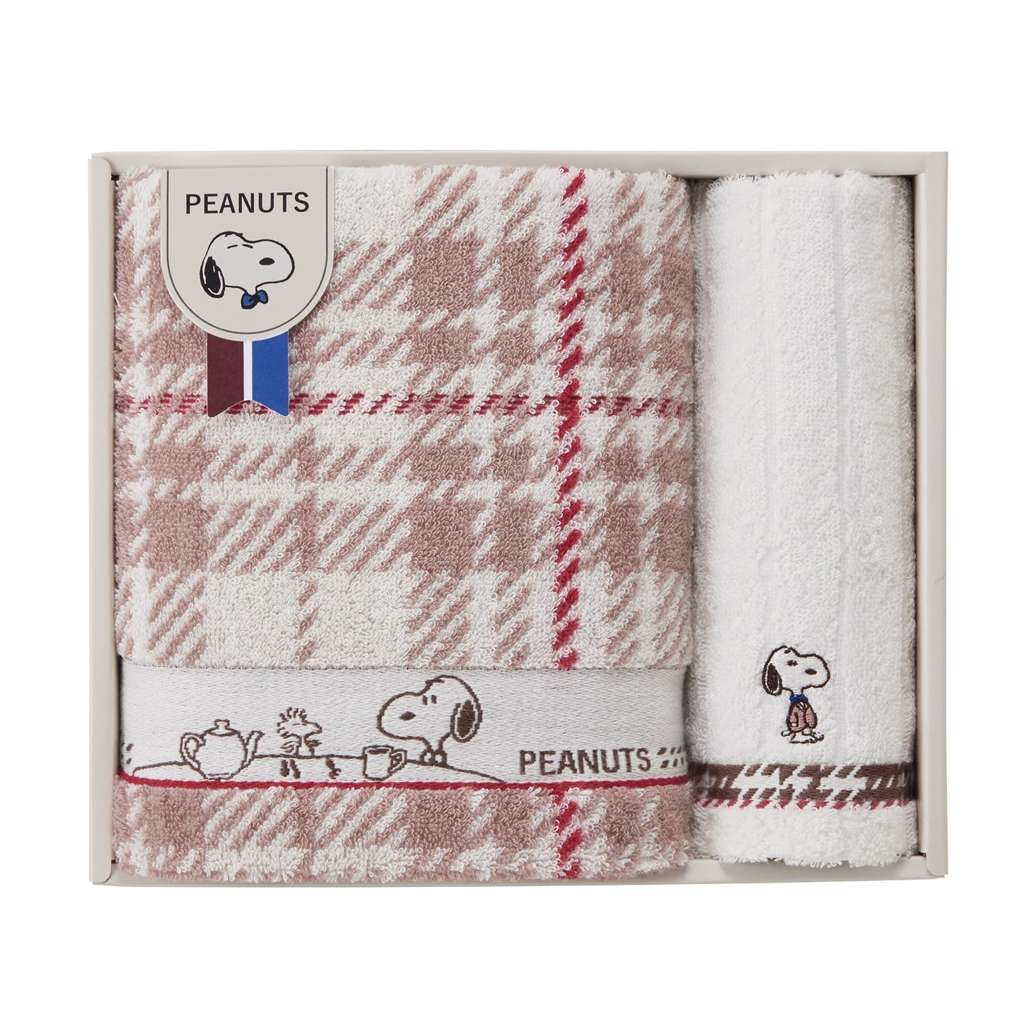 スヌーピー チェック タオル２枚セット