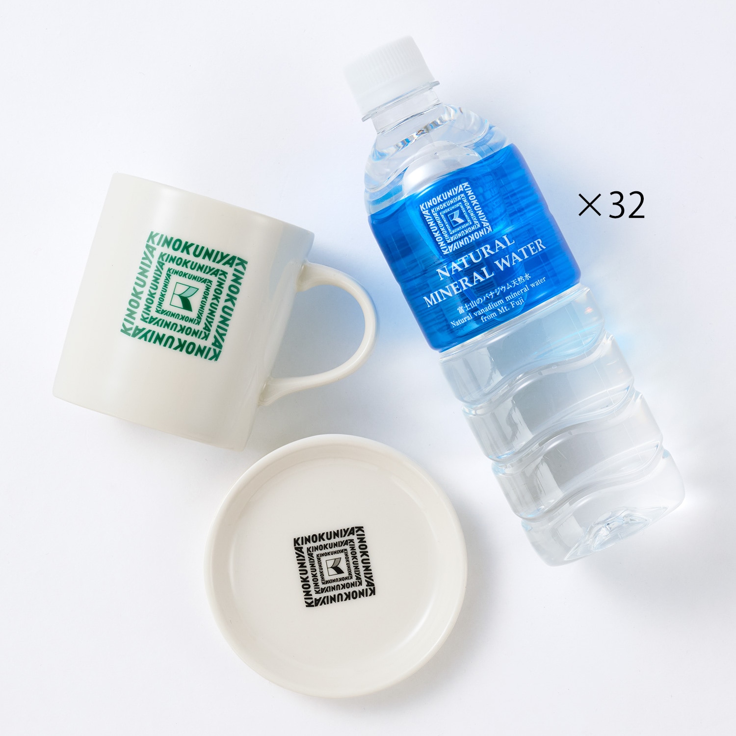 紀ノ国屋 ナチュラルミネラルウォーター32本＆ロゴ入りマグカップ&プレート